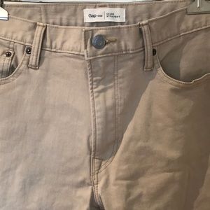 Tan denim jeans. Straight leg.